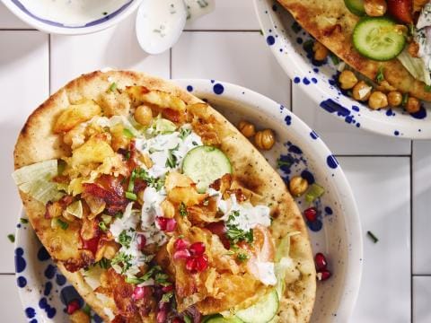 Halloumi shoarma met looksaus