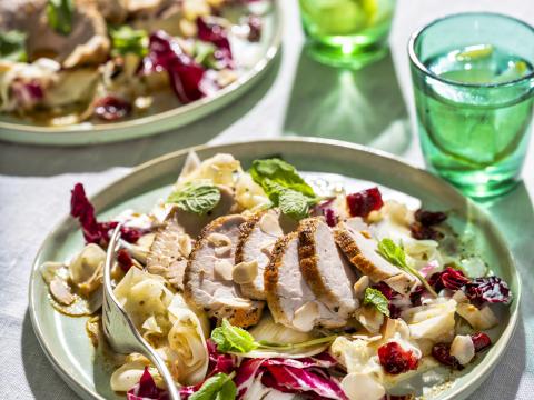 KB Varkenshaasje met venkel-radicchiosalade en veenbessen