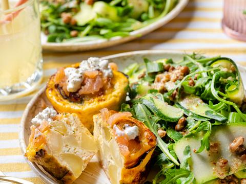 Minifrittata’s met krieltjes, cottagecheese en zalm