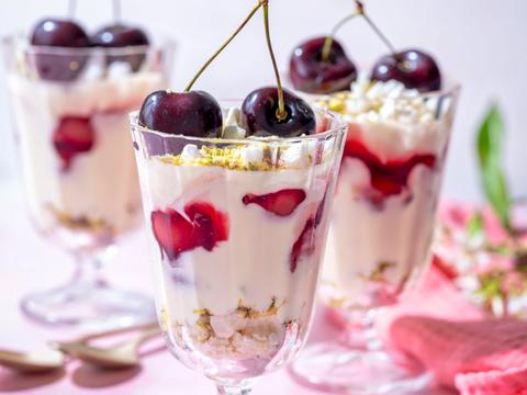 Kersencheesecake in glaasjes