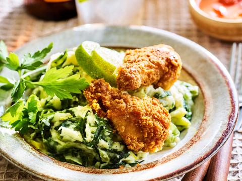 Chicken wings met andijviepuree