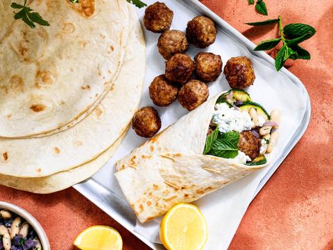 Griekse wraps met lamsballetjes