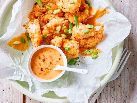 Bang bang scampi’s met pittig sausje 
