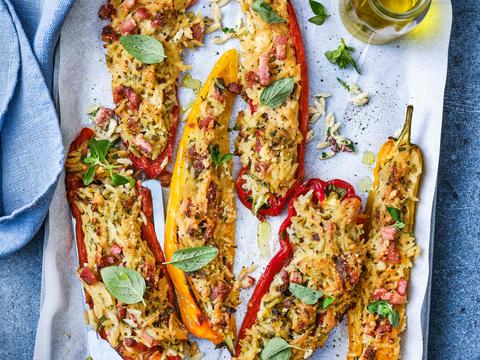 Gevulde paprika_s met orzo en pancetta