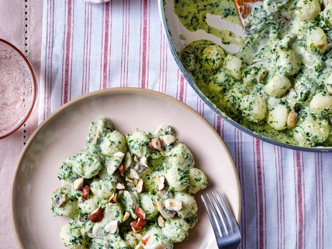 Romige gnocchi met champignons en boerenkool