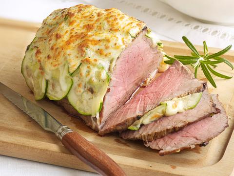 Runderfilet met courgette en pasta