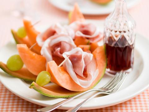 Meloen met ham en porto