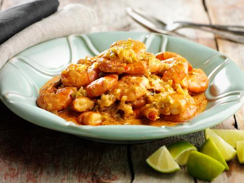 Curry van scampi's en kokos