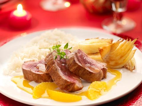 Eendenborst met sinaasappelsaus