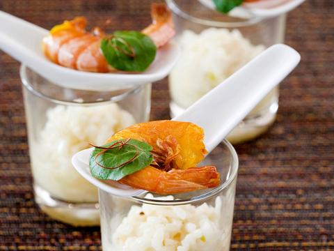 Risotto met champagne en scampi's