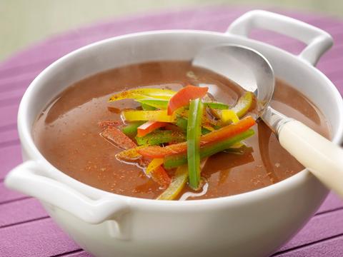 Linzensoep met paprika’s