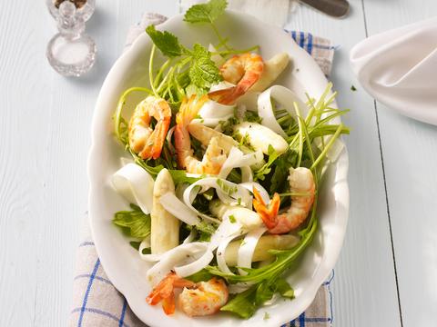 Aspergesalade met scampi's