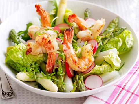 Aspergesalade met scampi's