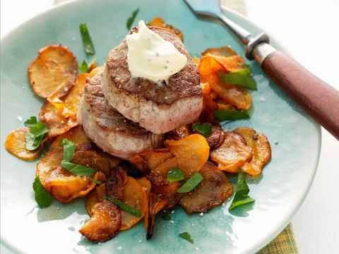 Varkensmedaillons met zoete aardappel
