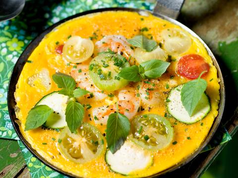 Omelet met scampi's