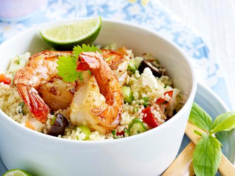 Taboulé met scampi's