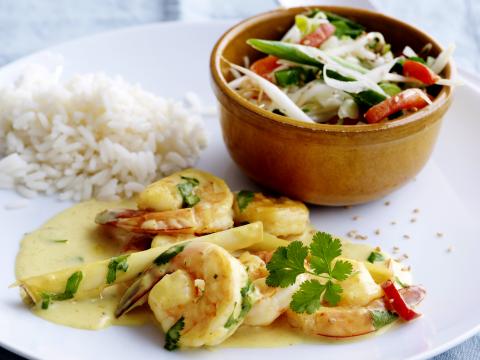 Scampi's met Thaise curry