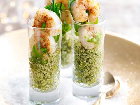 Pittige quinoa met scampi’s