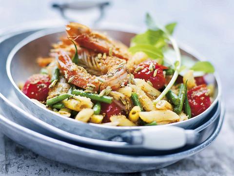 Penne met gamba's