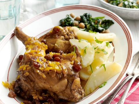 Konijn op z'n Marokkaans met aardappelen