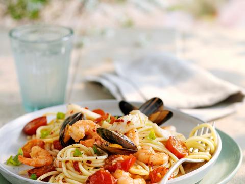 Spaghetti met zeevruchten