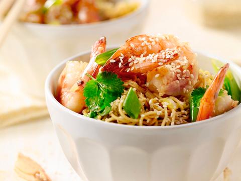 Noedels met scampi's