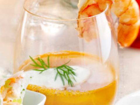 Bisque van scampi's met pompoen