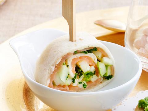 Wraps met zalm en groene appel