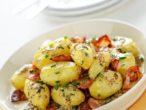 Aardappeltjes met mosterd en spek
