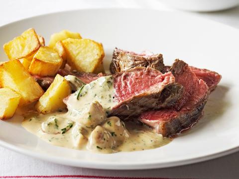 Côte à l'os met champignons