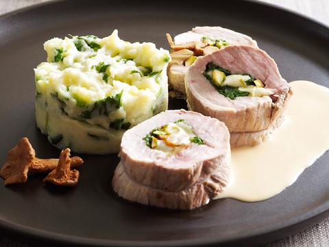 Varkensrollade met cantharellen