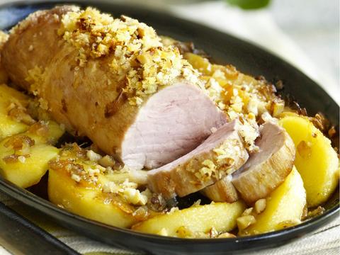 Varkenshaasje met notencrumble