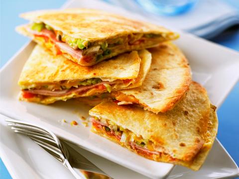 Quesadillas met ham en cheddar