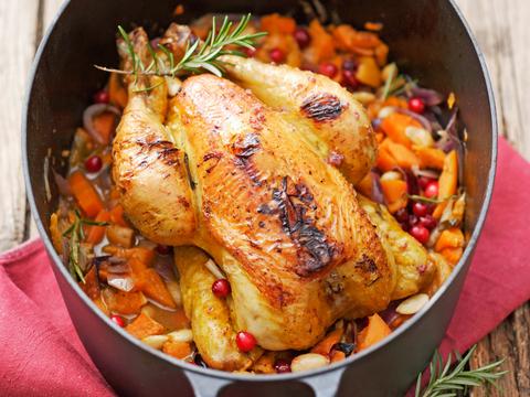 Maïskip met zoete aardappel en cranberry's