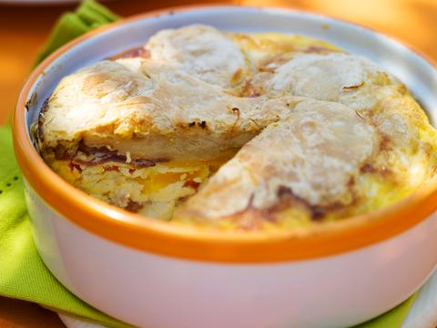 Quiche met paprika en pancetta