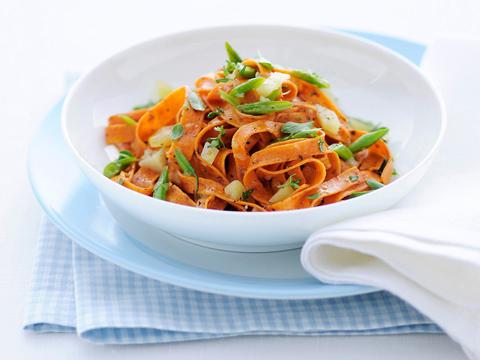 Tagliatelle met aardappelen en boontjes