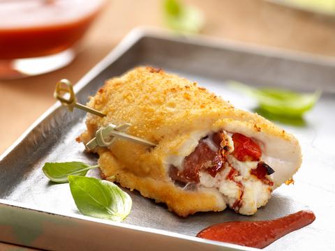 Schnitzel-rolletjes met ricotta en ham