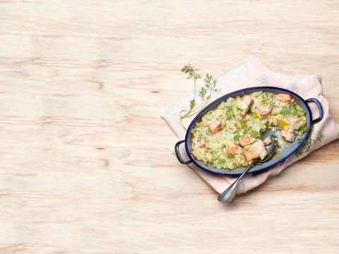Zalm met koolrabi uit de oven