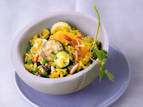 Pilaf met courgette en sinaasappel