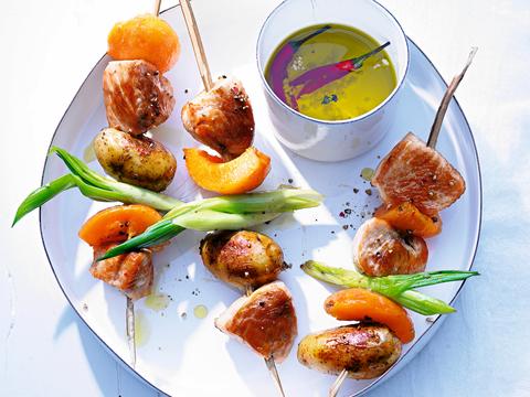Kalkoenbrochetten met chili-olie