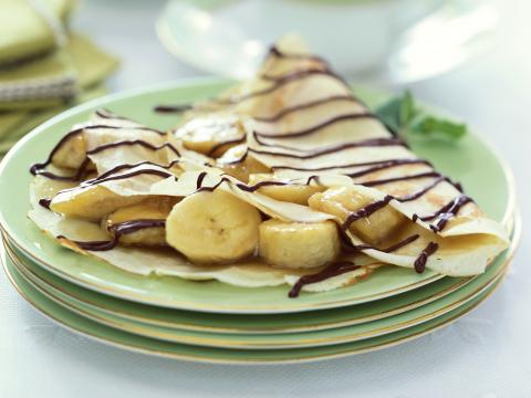 Pannenkoeken met banaan en chocola