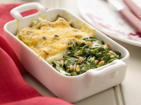 Gegratineerde kabeljauw met spinazie