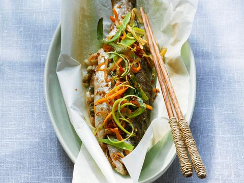 Oosterse forel in papillot