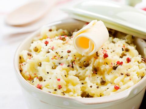 Aardappelpuree met pepertrio