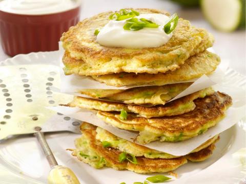Courgettepannenkoekjes met zure room