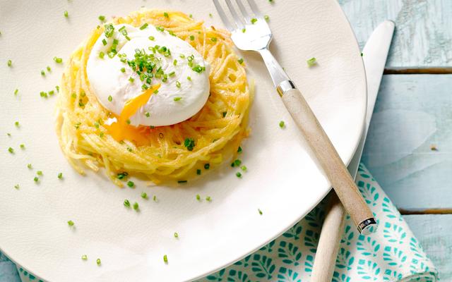 Aardappelrösti met gepocheerd ei