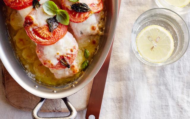 Ovenschotel zalm 'caprese'