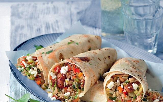 Burrito's met gehakt en rijst