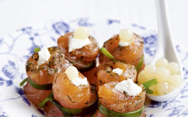 Gravad lax-rolletjes
