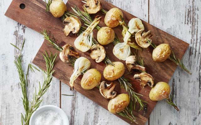 Aardappeltjes met champignons en uien